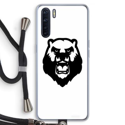 Angry Bear (white): Oppo A91 Transparant Hoesje met koord