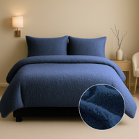 Dekbedovertrek Summer Teddy Navy Effen 140x200 Cm Verwarmend Fresh And Co - Dekbed-Discounter.nl