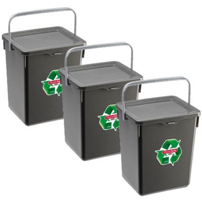 Plasticforte Opbergbox - 3x stuks - kunststof - met deksel - grijs - 5 L