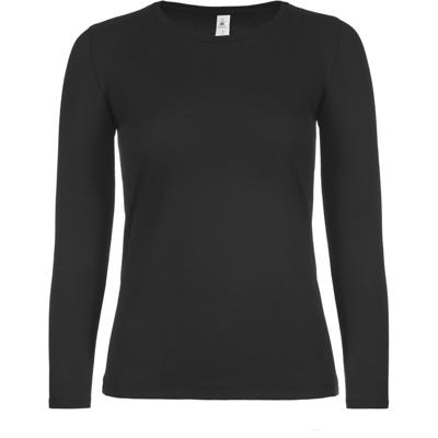 B&C Basic longsleeve t-shirt - zwart - dames - katoen - 145 grams