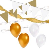 Wit en Goud feestartikelen decoratie pakket XL   - - thumbnail