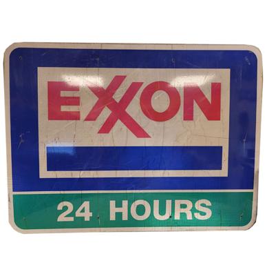 Exxon 24 Hours / Chevron Metalen Straatbord - Origineel - Dubbelzijdig - 122 x 91 cm