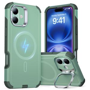 iPhone 16 Cyber Tough Case with Stash Stand (HaloLock) Light Green