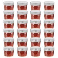 VidaXL Jampotten met zilverkleurige deksels 24 st 110 ml glas