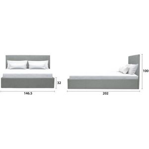 Martin tweepersoons boxspring - lichtgrijs - 202 x 146.5 x 100/32 cm