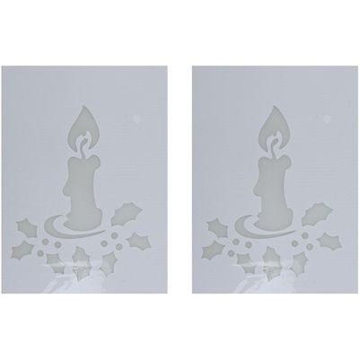 2x Kerst raamsjablonen/raamdecoratie kaars plaatjes 35 cm