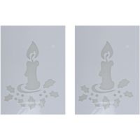 2x Kerst raamsjablonen/raamdecoratie kaars plaatjes 35 cm