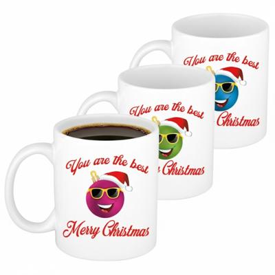 Kerst cadeau mokken - 6x - The Best - werknemers - collega's - team - 300 ml - keramiek