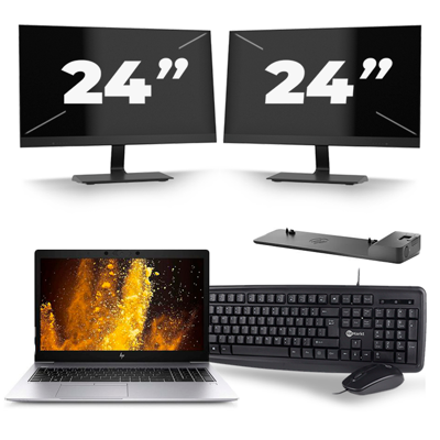 HP EliteBook 850 G6 - Intel Core i5-8e Generatie - 15 inch - 16GB RAM - 256GB SSD - Windows 11 + 2x 24 inch Monitor