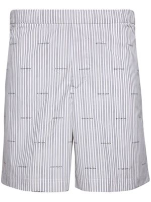 Givenchy short rayé en coton à logo imprimé - Gris