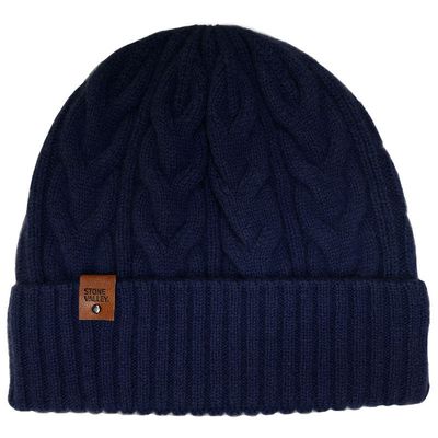 Grofgebreide Wollen Dames Muts in Navy - Stone Valley