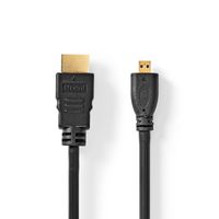 High Speed HDMI-Kabel met Ethernet | HDMI Connector | HDMI Micro-Connector | 4K@30Hz | 10.2 Gbps | 1.50 m | Rond | PVC | Zwart - thumbnail