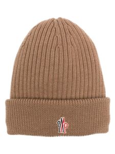 Moncler Grenoble bonnet en laine à logo brodé - Marron