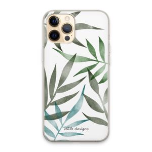 Tropical watercolor leaves: iPhone 13 Pro Max Transparant Hoesje