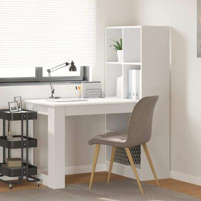 Bureau met plank met opslag Wit 122 x 67 x 145 cm Bewerkt hout