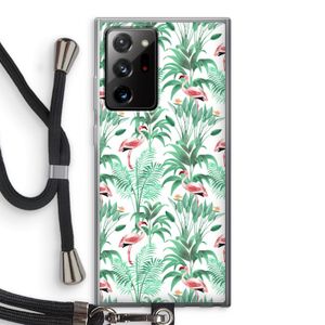 Flamingo bladeren: Samsung Galaxy Note 20 Ultra / Note 20 Ultra 5G Transparant Hoesje met koord