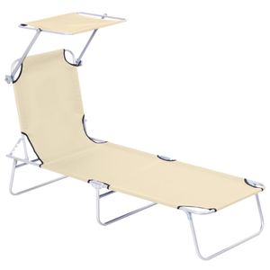 Outsunny ligbed opklapbaar, beige187 x 58 x 36 cm