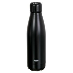 Travel drinkfles voor warme en koude dranken - zwart - roestvrij staal - met schroefdop - 500 ml