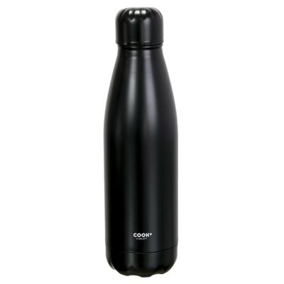 Travel drinkfles voor warme en koude dranken - zwart - roestvrij staal - met schroefdop - 500 ml