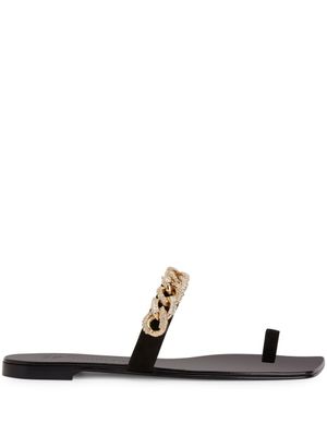 Giuseppe Zanotti sandales Berenicee Chain en cuir - Noir