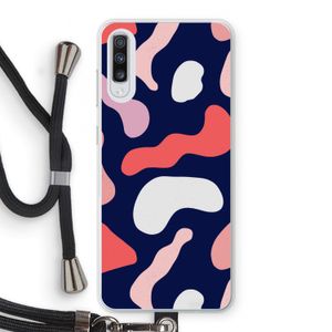 Memphis Shapes Pink: Samsung Galaxy A70 Transparant Hoesje met koord