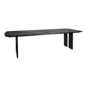 PTMD Liber Black Mango Wood Dining Table 280cm Gold Leg