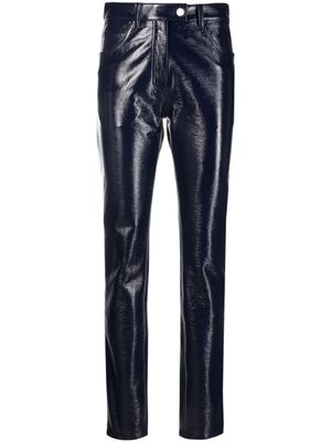 Courrèges pantalon en vinyle à coupe droite - Bleu