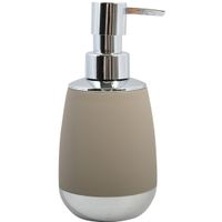 Zeeppompje/zeepdispenser Bilbao - ABS kunststof - taupe/zilver - 8 x 17 cm - 260 ml