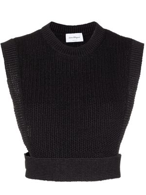 Ferragamo haut crop en maille intarsia - Noir