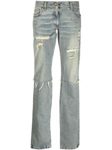 Dolce & Gabbana Pre-Owned jean droit à effet usé (années 2000) - Bleu