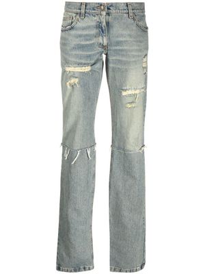 Dolce & Gabbana Pre-Owned jean droit à effet usé (années 2000) - Bleu