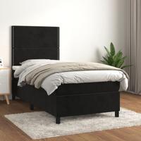 Boxspring met matras fluweel zwart 100x200 cm