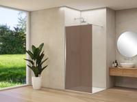 Inloopdouche Van Rijn Products ST01 120x200 cm 8 mm Brons Rookglas Incl. Beslag met Muurprofiel en Stabilisatiestang Geborsteld RVS