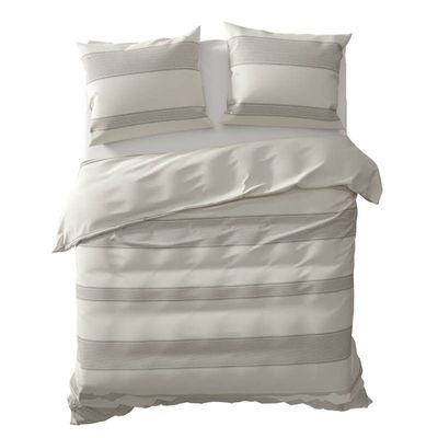 Yellow Koppos dekbedovertrek - 2-persoons (200x200/220 cm + 2 slopen) - Percal katoen - Grijs