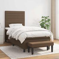 Boxspring met matras stof donkerbruin 90x200 cm