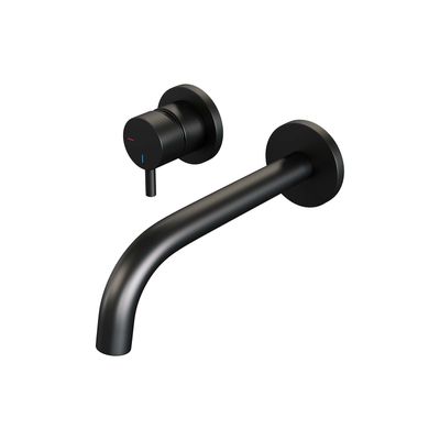 Inbouw Wastafelmengkraan Brauer Black Edition Coldstart Gebogen Uitloop Korte Ronde Hendel Links Geborsteld Mat Zwart Met Rozetten Brauer