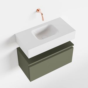 Toiletmeubel Mondiaz Andor | 60 cm | Meubelkleur Army | Lex vrijhangend wastafel Talc Midden | Zonder kraangat