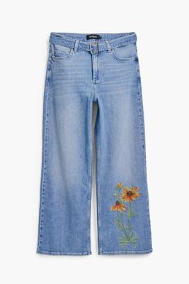 Culotte jeans zonnebloemen - BLUE - 44