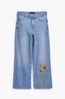 Culotte jeans zonnebloemen - BLUE - 44