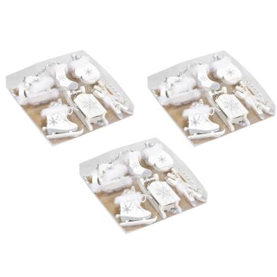 Othmar Decorations Kersthangers - wintersport thema - 18x - hout - wit - kerstboomversi