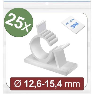 Quadrios 24CA447 Bevestigingssokkel Zelfklevend 24CA447 Bundel-Ø (bereik) 12.6 tot 15.4 mm Wit 25 stuk(s)