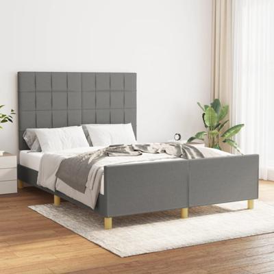 Bedframe zonder matras stof donkergrijs 140x190 cm