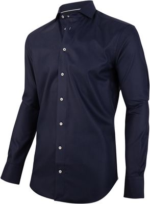 Cavallaro Heren Overhemd Navy Oxford Cutaway Slim Fit