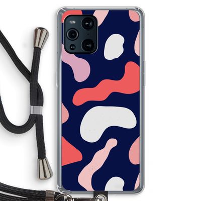 Memphis Shapes Pink: Oppo Find X3 Transparant Hoesje met koord