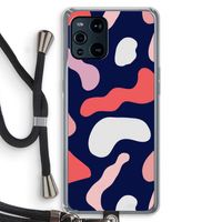 Memphis Shapes Pink: Oppo Find X3 Transparant Hoesje met koord