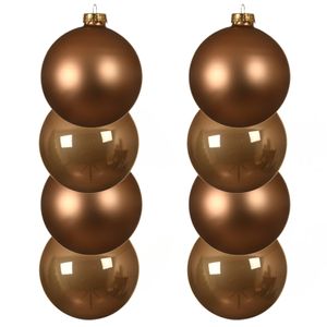 8x stuks glazen kerstballen toffee bruin 10 cm mat/glans