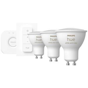 Philips Lighting Hue LED-lamp 871951434010700 Energielabel: G (A - G) Hue White & Col. Amb. GU10 Dreierpack Starterset inkl. Dimmschalter GU10 12.9 W Warmwit