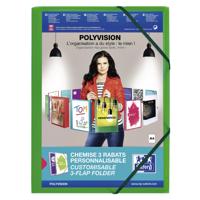 Elastomap Oxford Polyvision A4 met insteektas 3 kleppen PP groen