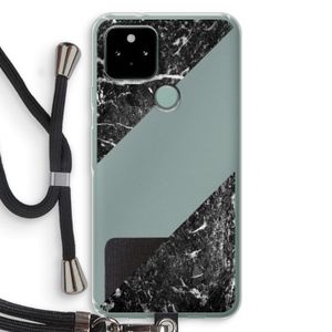 Zwart marmer: Pixel 5 Transparant Hoesje met koord