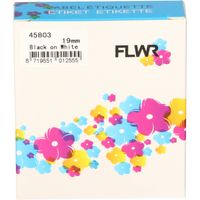 FLWR Dymo 45803 zwart op wit breedte 19 mm labels - thumbnail
